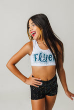 Load image into Gallery viewer, Girls Cheerleading Rhinestone WHITE Sports Bra