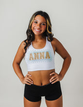 Load image into Gallery viewer, Girls Custom Name Rhinestone Sports Bra