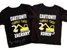 Load image into Gallery viewer, Terrible twos birthday shirt - construction second birthday shirt - terrible twos birthday shirt - construction truck birthday shirt boy