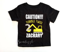 Load image into Gallery viewer, Terrible twos birthday shirt - construction second birthday shirt - terrible twos birthday shirt - construction truck birthday shirt boy