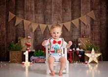 Load image into Gallery viewer, Ofishally One - ofishally one shirt- fishing birthday shirt - fishing birthday theme - ofishally one birthday outfit - khaki - Hunter green birthday boy suspenders