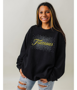 Rhinestone Famous logo  Black Crew