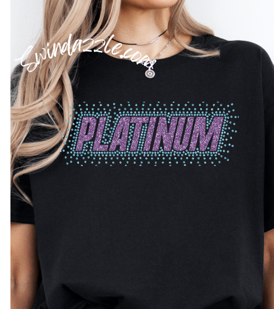 Platinum Black Rhinestone Logo Unisex Tee