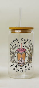 Iced coffee forever skeleton glass cup