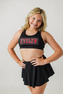 Girls Custom Name Rhinestone Sports Bra