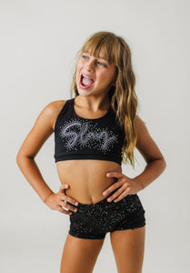 Girls Slay Rhinestone Sports Bra