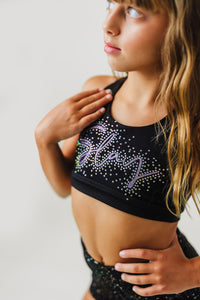 Girls Slay Rhinestone Sports Bra