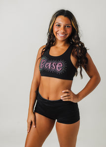 Girls Cheerleading Rhinestone BLACK Sports Bra