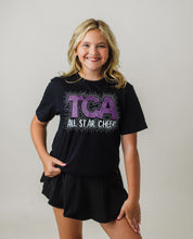 Load image into Gallery viewer, BLACK TCA ALL STAR CHEER Rhinestone Logo Unisex Tee
