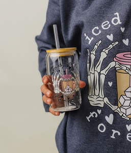 Iced coffee forever skeleton glass cup