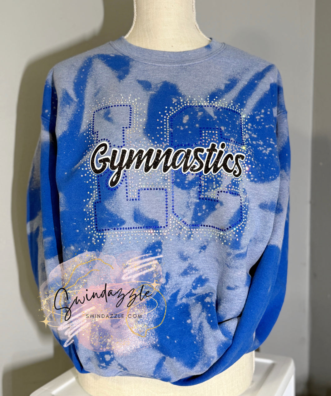 LC Gymnastics Rhinestone Bleach Crew