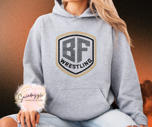 Load image into Gallery viewer, FB Wrestling Rhinestone Sports Gray Hoodie
