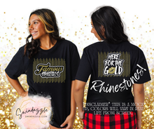 Load image into Gallery viewer, Famous Athletics Gold Line Rhinestone Tee

