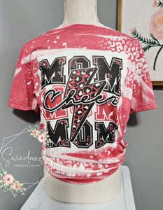 Red and Black Cheer Mom - leopard lightening bolt