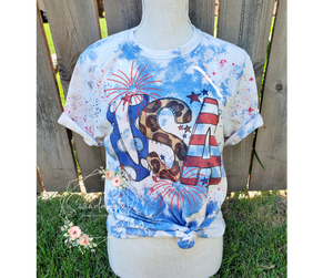 Rhinestone USA bleach - 4th of July - bleach and paint splatter shirt