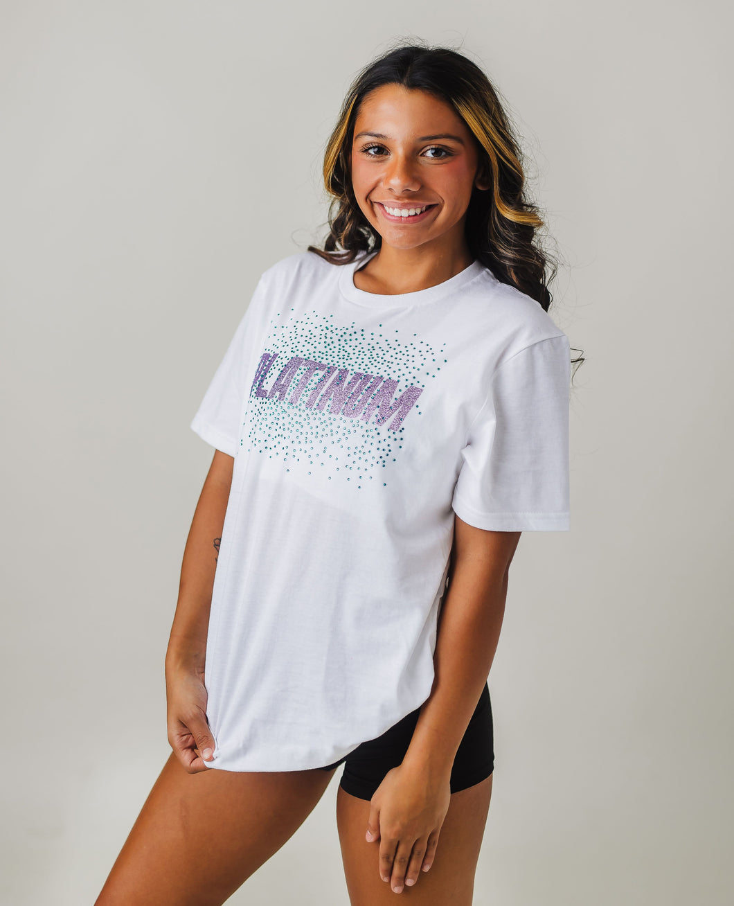 Platinum White Rhinestone Logo Unisex Tee