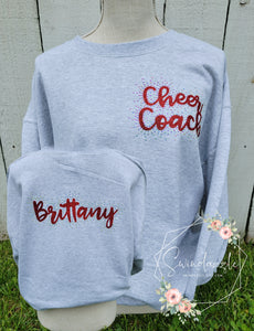 Cheer Coach Rhinestone Crew with name on back