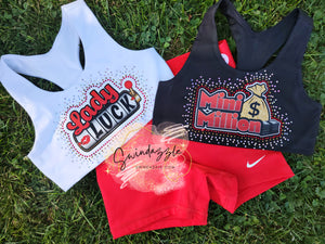 Season 7 team logo rhinestone sports bras