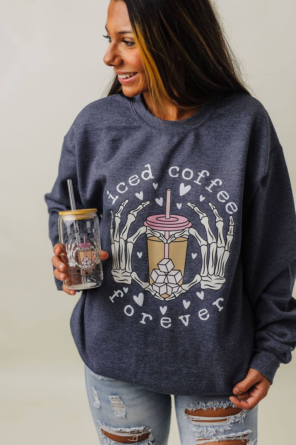 Ice coffee skeleton lover Crew