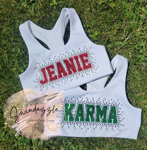 Girls Custom Name Rhinestone Sports Bra