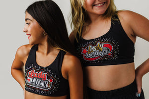 Season 7 team logo rhinestone sports bras