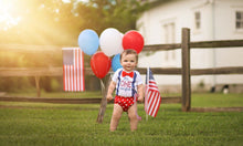 Load image into Gallery viewer, Patriotic Mr. Onederful - USA - red white and blue - stars
