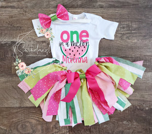 One in a melon - watermelon first birthday tutu outfit