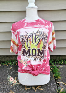 Red softball Mom Bleach Tee