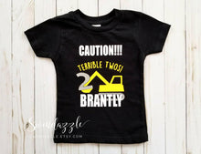 Load image into Gallery viewer, Terrible twos birthday shirt - construction second birthday shirt - terrible twos birthday shirt - construction truck birthday shirt boy
