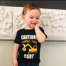 Load image into Gallery viewer, Terrible twos birthday shirt - construction second birthday shirt - terrible twos birthday shirt - construction truck birthday shirt boy
